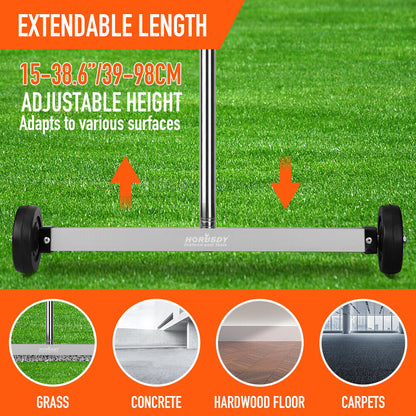 17inch Telescoping Magnetic Sweeper Magnet Broom Rolling Pick Up 8.8Lbs