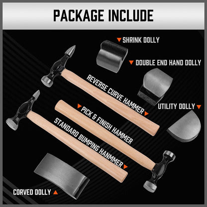 7 Piece Car Dent Auto Body Panel Repair Tool Wooden