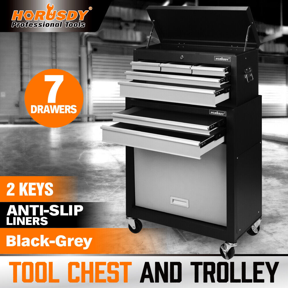 HORUSDY 7 Drawer Tool Box Trolley Cabinet Storage Cart Garage