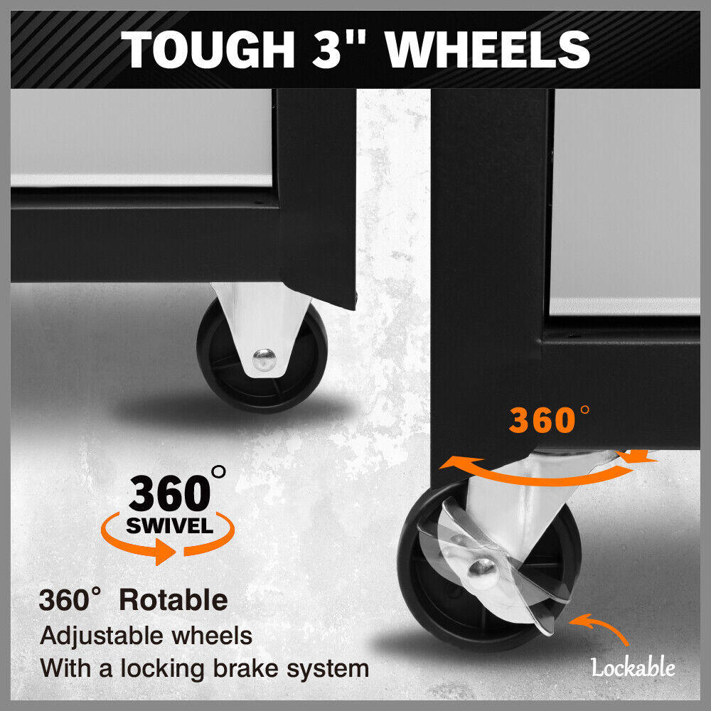 HORUSDY 7 Drawer Tool Box Trolley Cabinet Storage Cart Garage