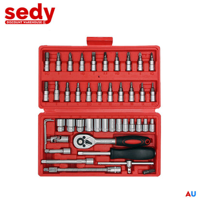 46Packs Screwdriver Wrench Socket Ratchet Screwdriver Bit Torx Car Repair