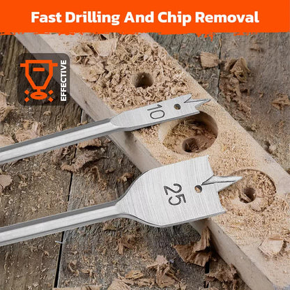 6-Pieces Flat Wood Boring Spade Drill Bit Drillbits 10-25mm Bits