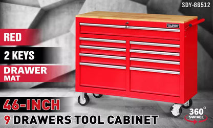 9 Drawers Tool Box Chest Cabinet Trolley Box Garage Storage