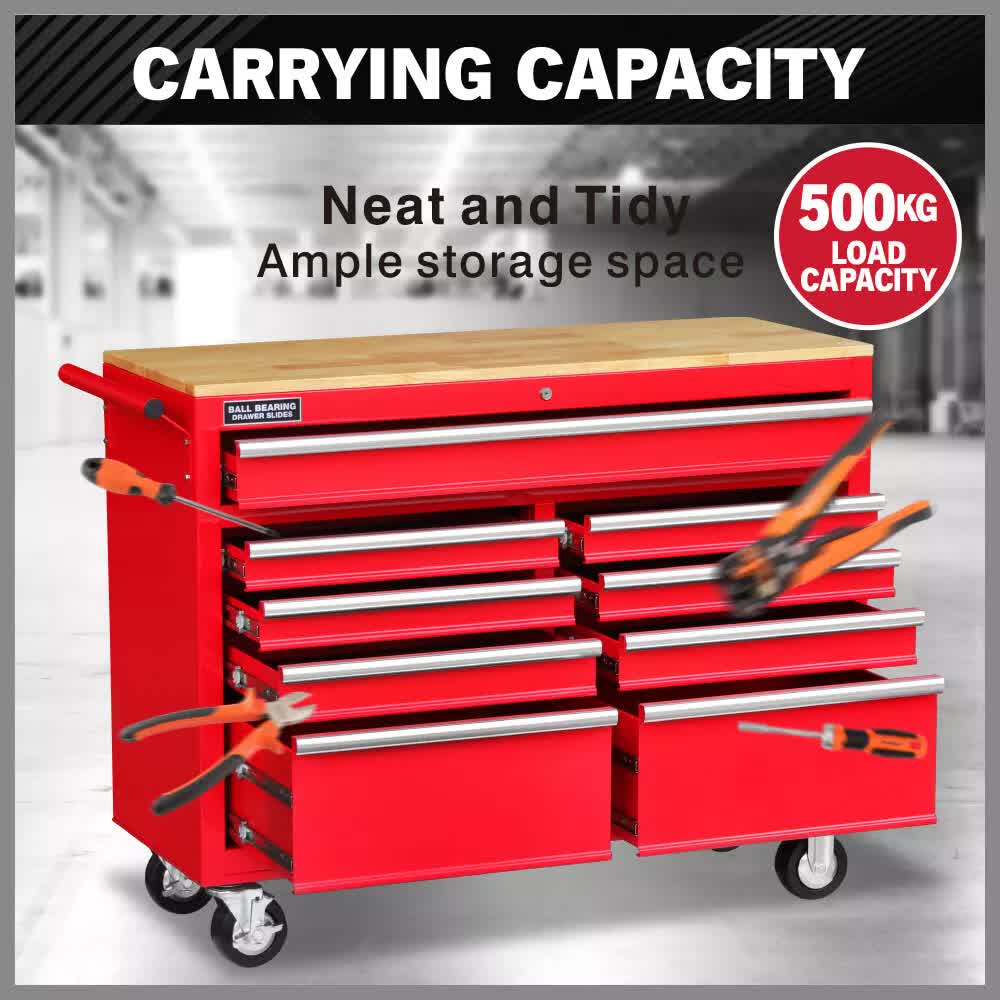 9 Drawers Tool Box Chest Cabinet Trolley Box Garage Storage