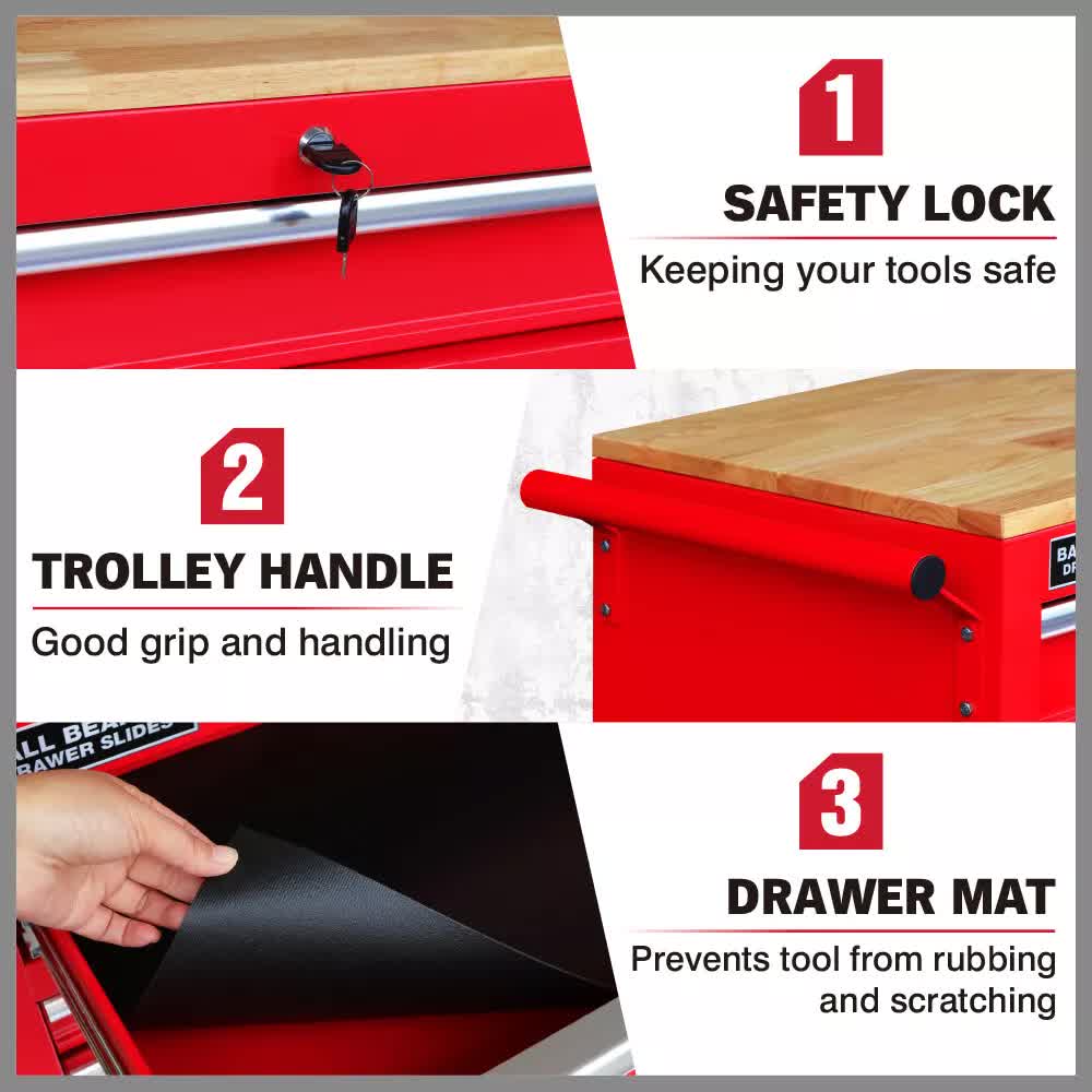 9 Drawers Tool Box Chest Cabinet Trolley Box Garage Storage