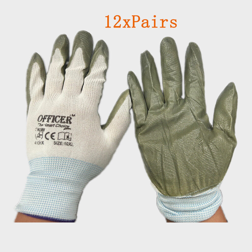 12Pairs Cotton Gloves Work Safety Glove Thick Heavy Seamless Heavy-Duty