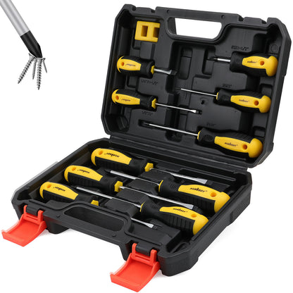 11-Pieces Magnetic Screwdriver with Case Magnetizer Demagnetizer Flat Head