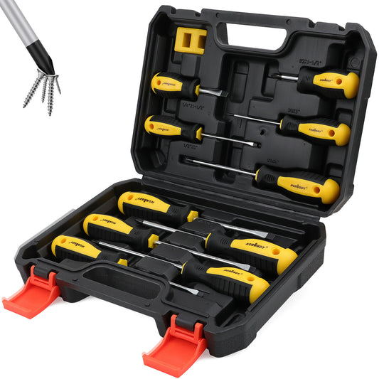 11-Pieces Magnetic Screwdriver with Case Magnetizer Demagnetizer Flat Head