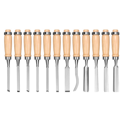 12Pack Wood Carving Chisel Knife High Carbon Steel Woodworking Rolling