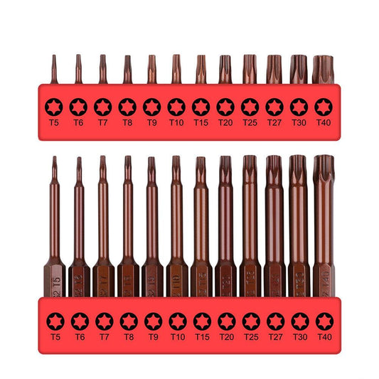 24Pack Torx Bit Star Head Screwdriver Bit Long Security Temper
