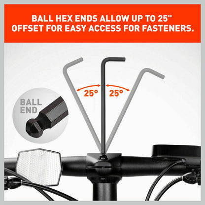 26Pack Allen Wrench Ball End Long Arm Hex Key Metric