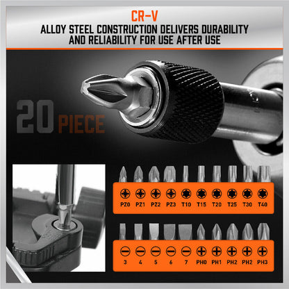 33Pack Magnetic Screwdriver Phillips Slotted Pozidrive Torx Power Bits Holder