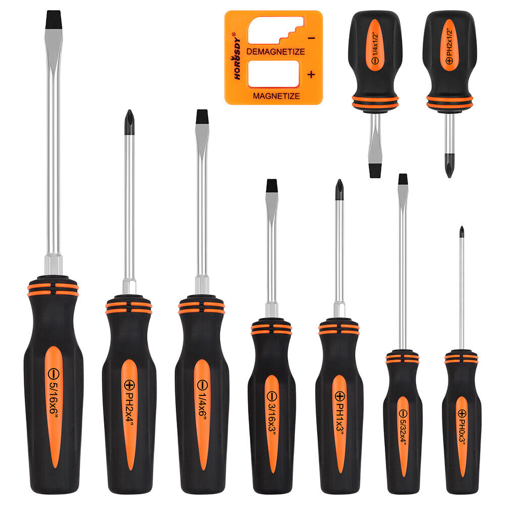 10Packs Magnetic Screwdriver Phillips Slotted Magnetizer Non-Slip Handle Tool