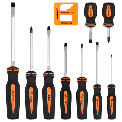 10Packs Magnetic Screwdriver Phillips Slotted Magnetizer Non-Slip Handle Tool