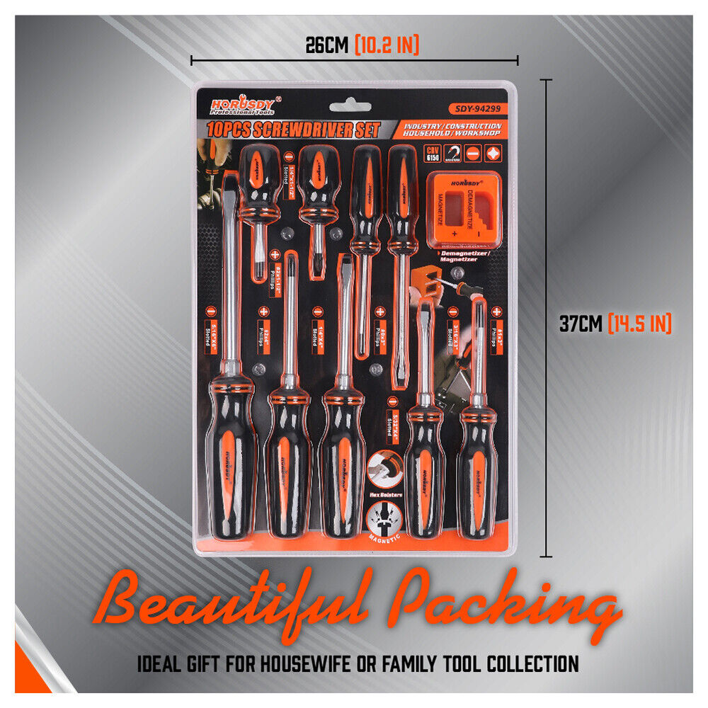 10Packs Magnetic Screwdriver Phillips Slotted Magnetizer Non-Slip Handle Tool