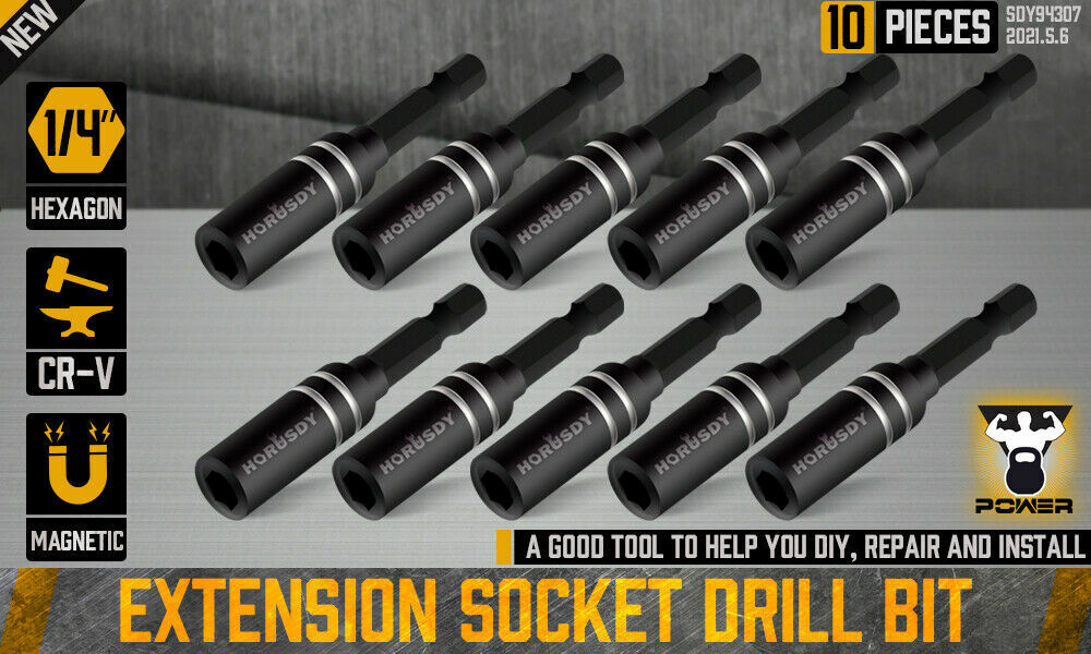 10Pack Magnetic Extension Socket Drill Bit Holder 1/4" Hex Screwdriver