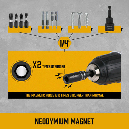 10Pack Magnetic Extension Socket Drill Bit Holder 1/4" Hex Screwdriver
