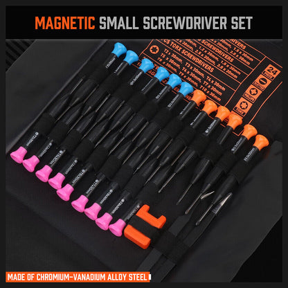 24-Piece Magnetic Precision Screwdriver - Small Screwdrivers for Eyeglasses, Phones,