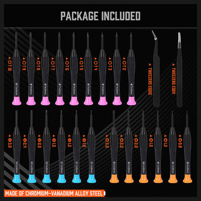 24-Piece Magnetic Precision Screwdriver - Small Screwdrivers for Eyeglasses, Phones,