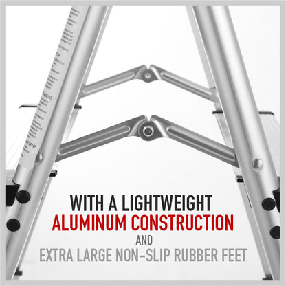 2-Step Portable Folding Ladder, Aluminum Frame Lightweight Home Ladder with