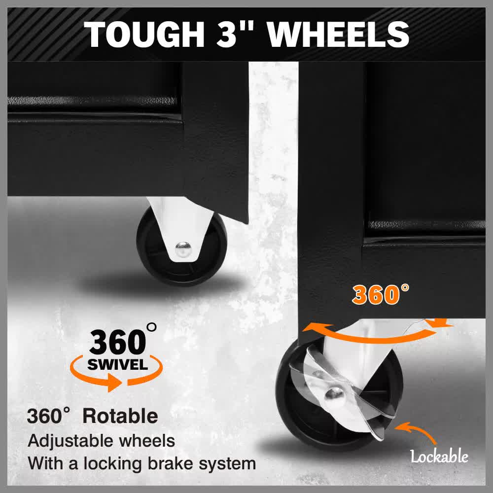 Black15 Drawer Tool Box Trolley Cabinet Storage Cart Garage Toolbox