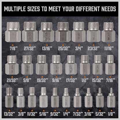 25Pack Screw Extractor Multi-Spline Easy Out Broken Bolt Remover Tool