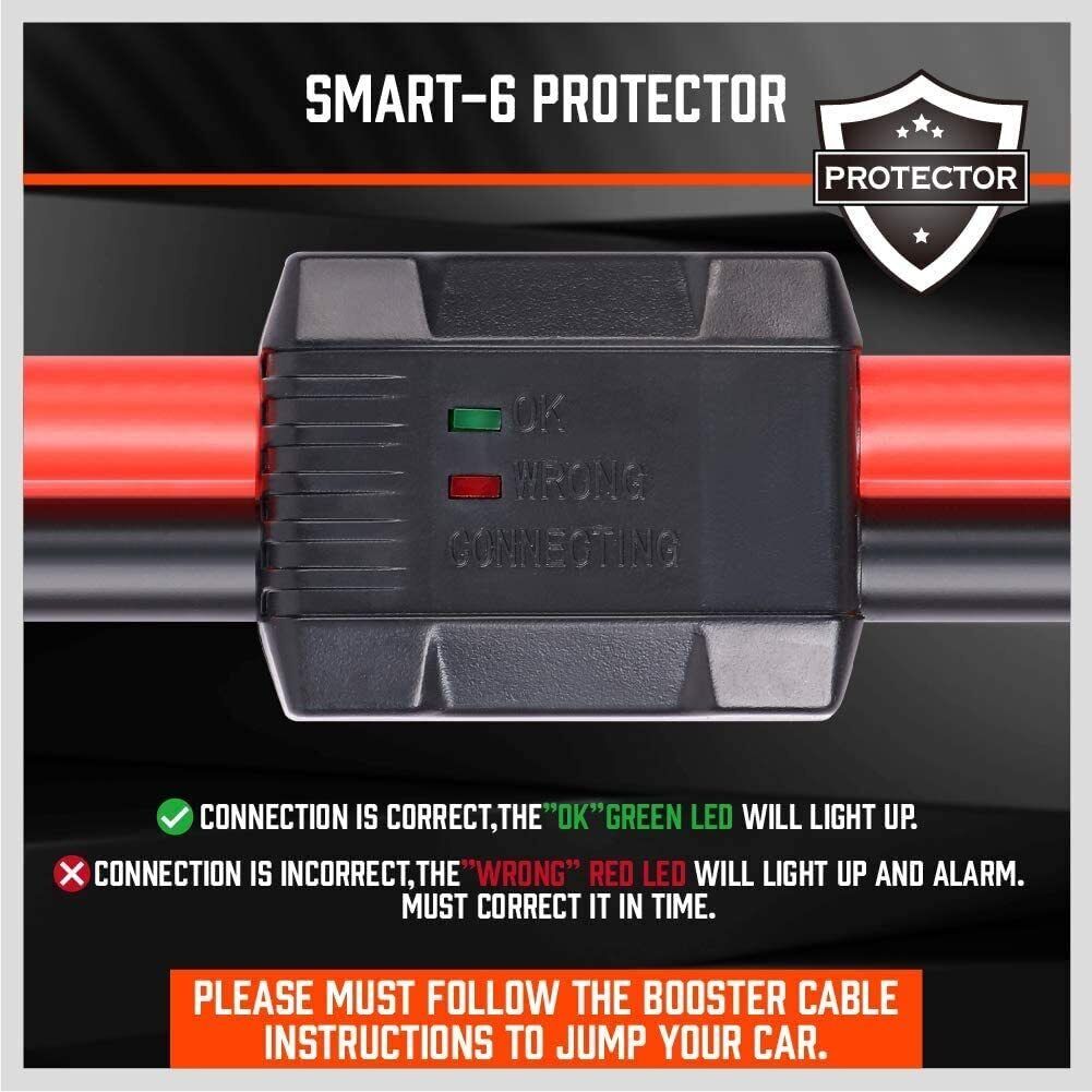 12FT Jumper Leads 3000AMP Heavy-Duty Booster Cables Reverse Polarity Protection