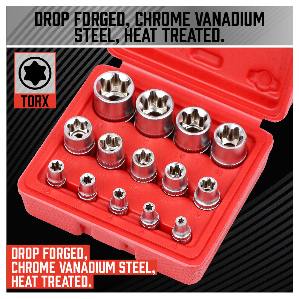 14Pack E Torx Socket Female Start Bit External Hex Torque