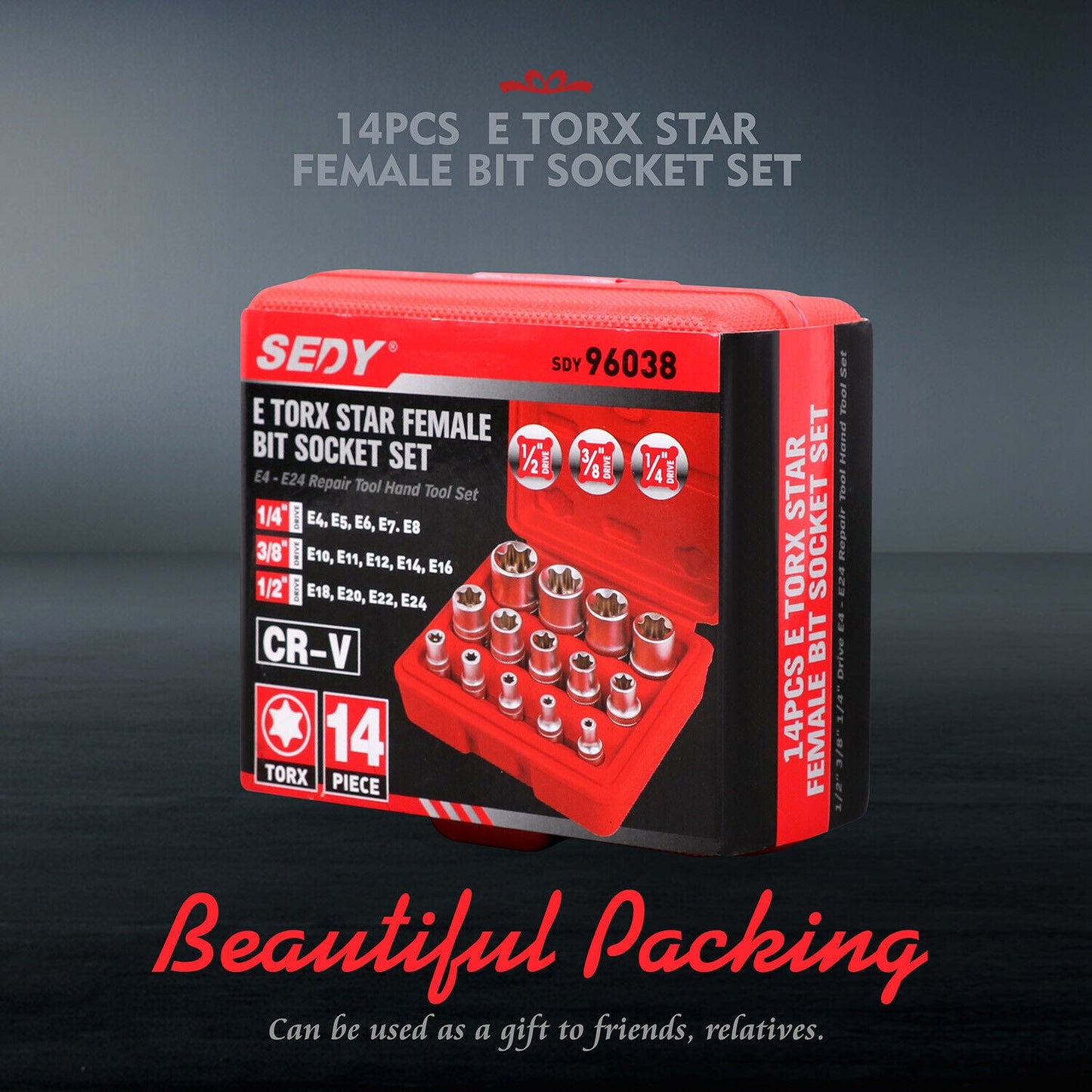 14Pack E Torx Socket Female Start Bit External Hex Torque