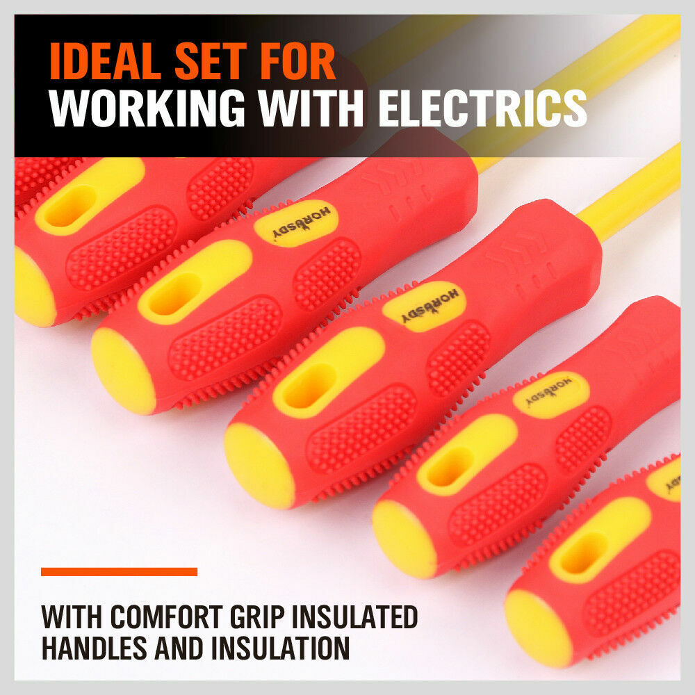 8Pack Insulated Screwdriver Magnetic Slotted Phillips Electricians With Case