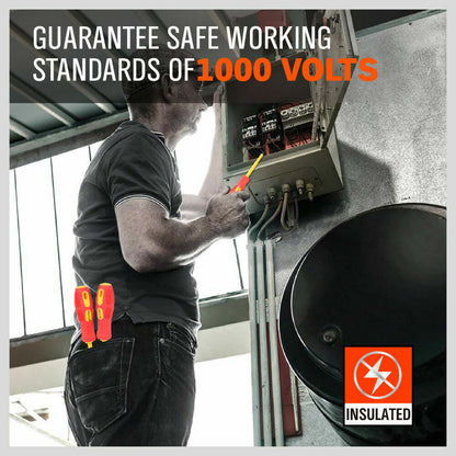 8Pack Insulated Screwdriver Magnetic Slotted Phillips Electricians With Case