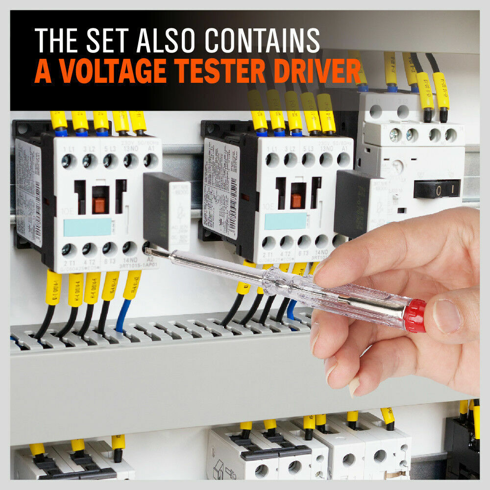 8Pack Insulated Screwdriver Magnetic Slotted Phillips Electricians With Case