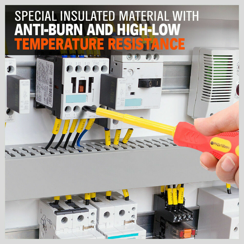 8Pack Insulated Screwdriver Magnetic Slotted Phillips Electricians With Case