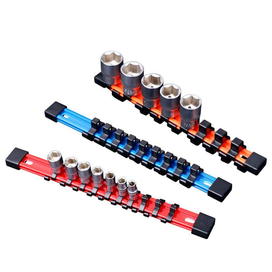 3Pack Double-Side Sockets Holder Tool Organizer Rails WorkShop Rack 1/4"