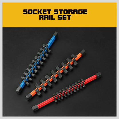 3Pack Double-Side Sockets Holder Tool Organizer Rails WorkShop Rack 1/4"