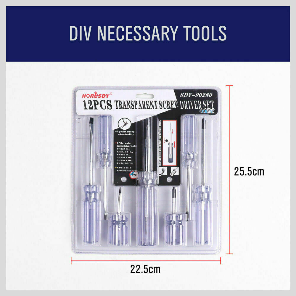12Pack Screwdriver Double Sided Screw Driver Bit Stubby Repair Tool