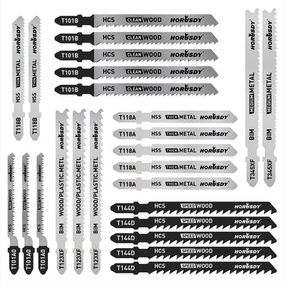 25Pack T-shank Jig Saw Blades For Wood Plastic Metal Sheet