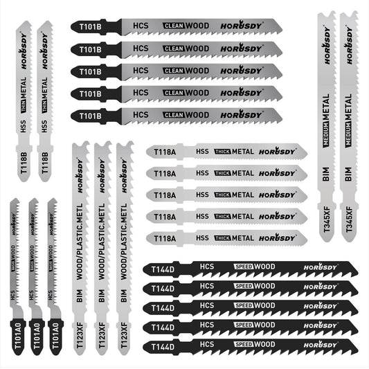 25Pack T-shank Jig Saw Blades For Wood Plastic Metal Sheet