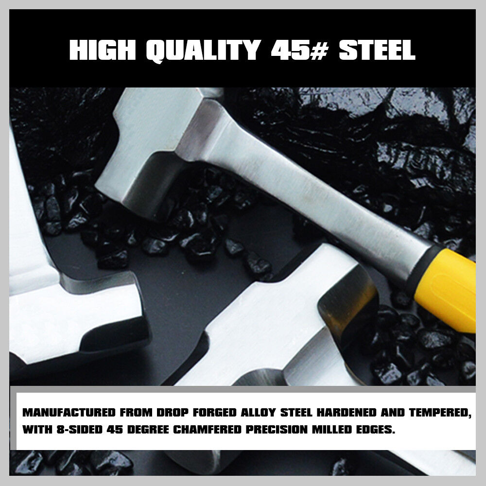2LB+3LB Steel Hammer Double Octagonal Heavy-Duty Solid Forged Rubber Grip
