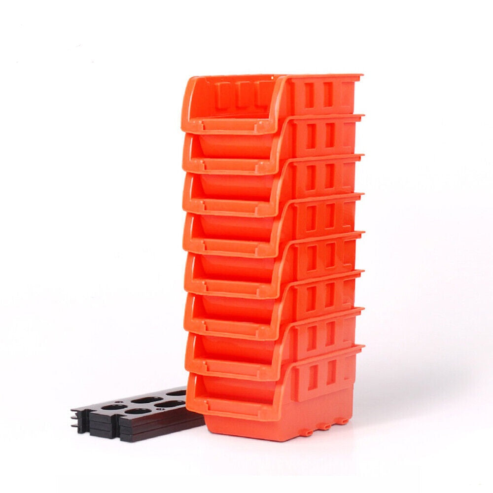 NEW 8 PC Wall Mounted Storage Bins Rack Nuts Bolts