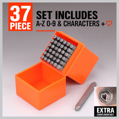 37Packs Letter Number Stamp Punch DIY Hardened Ball Bearing Steel