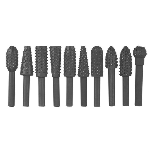 10Pack Rotary Bits Router Drill Bit Burr Wood Rasp File
