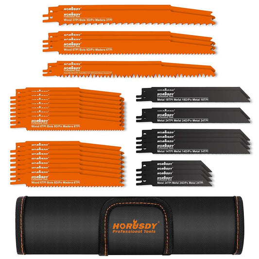 34-Piece Reciprocating Saw Blade Wood and Metal Cutting Blades with