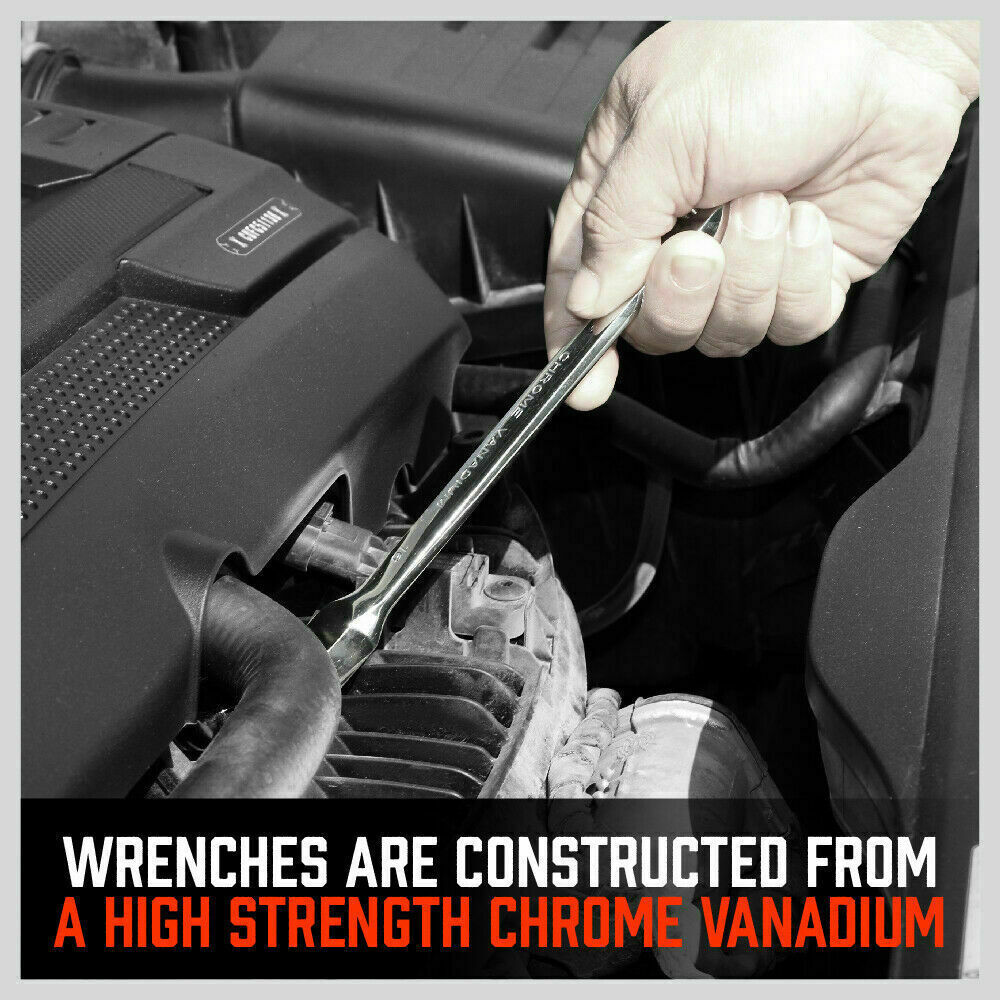 10Pack Flexible Head Ratchet Spanner Metric Wrench CRV With Carry