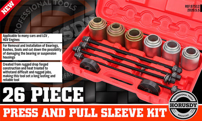 26Pack Universal Press & Pull Sleeve Bush Bearing Remove LCV