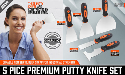 5Pack Stainless Steel Putty Knife Joint Knife Wall Scraper Paint