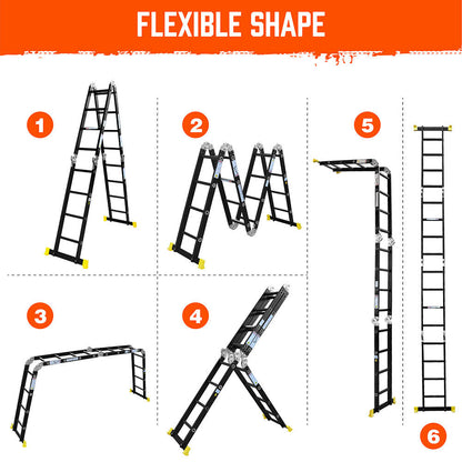 4.7M Multi Purpose Ladder Aluminium Folding Platform Extension Step Non-Slip