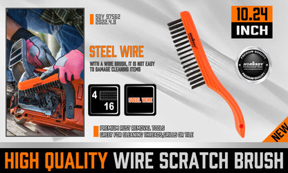 260mm Stanless Brush Anti-Slip Handle Scratch Paint Cleaning Rust Remove