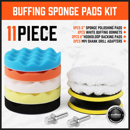 11Pack 6" Buffing Waxing Polishing Pads Sponge Pad For Car