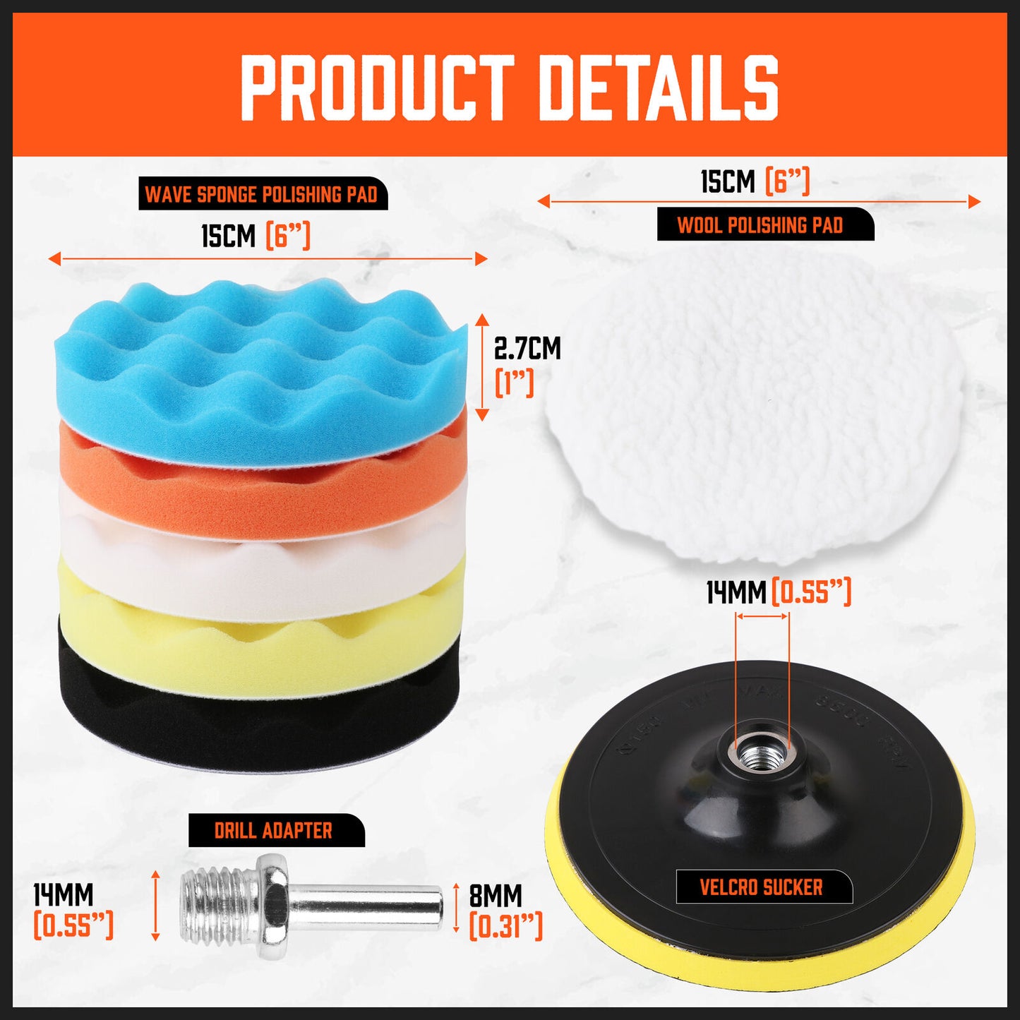 11Packs 6" Buffing Waxing Polishing Pads Sponge Pad For Car
